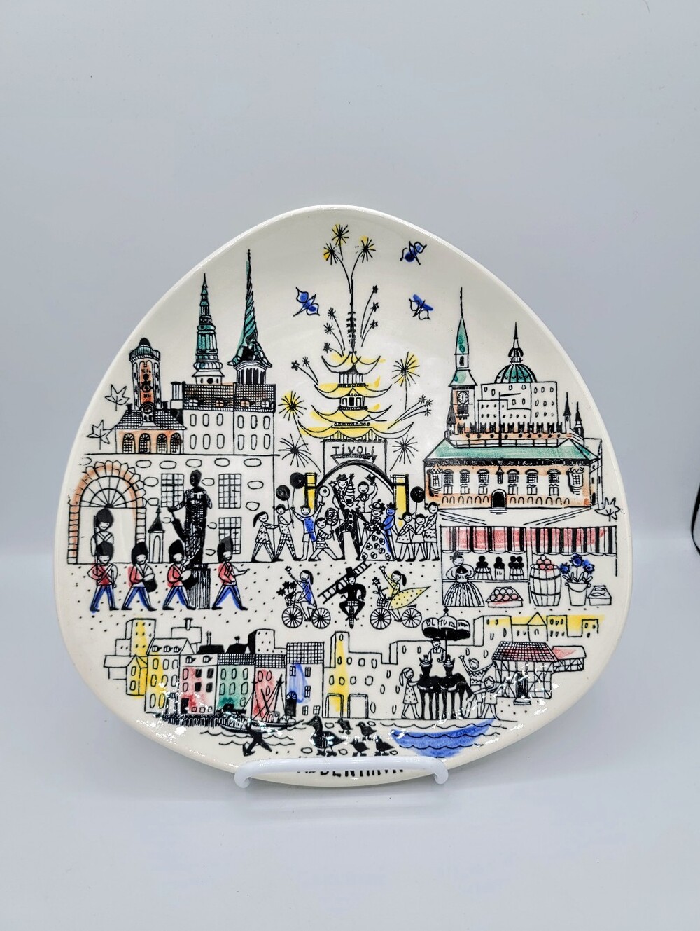 Vintage Inger Waage København Denmark Silk Screen Hand Painted Wall Plaque 10"
